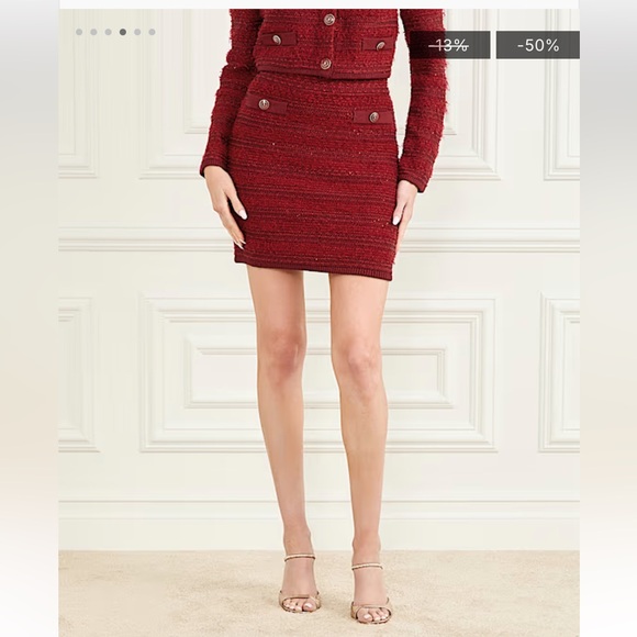 Marciano Elegant Burgundy Red Knit Mini Skirt - Size S - Picture 3 of 10